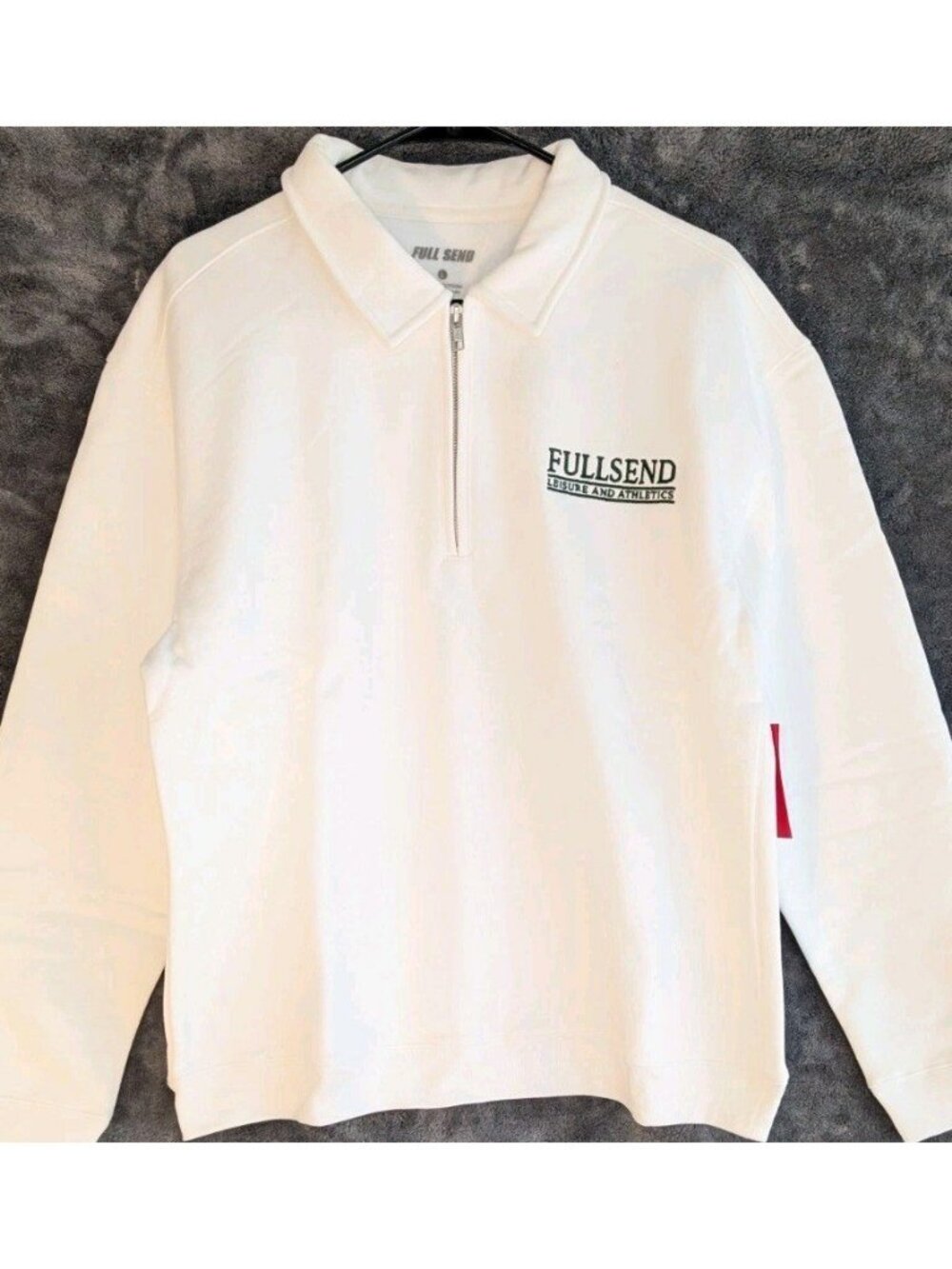 New FULLSEND Nelk Boys Academy Polo White Size L Mens Sweatshirt Quarter Zip
